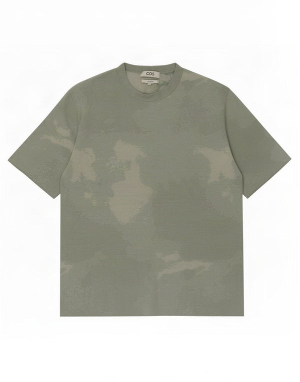 T-shirt rilassata da uomo Cos Top piccola in cotone tie-dye verde