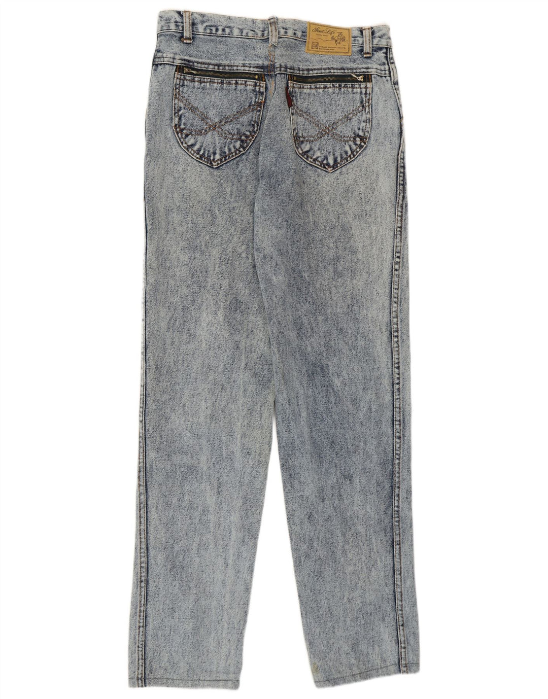 Jeans dritti da donna vintage W33 L30 in cotone blu