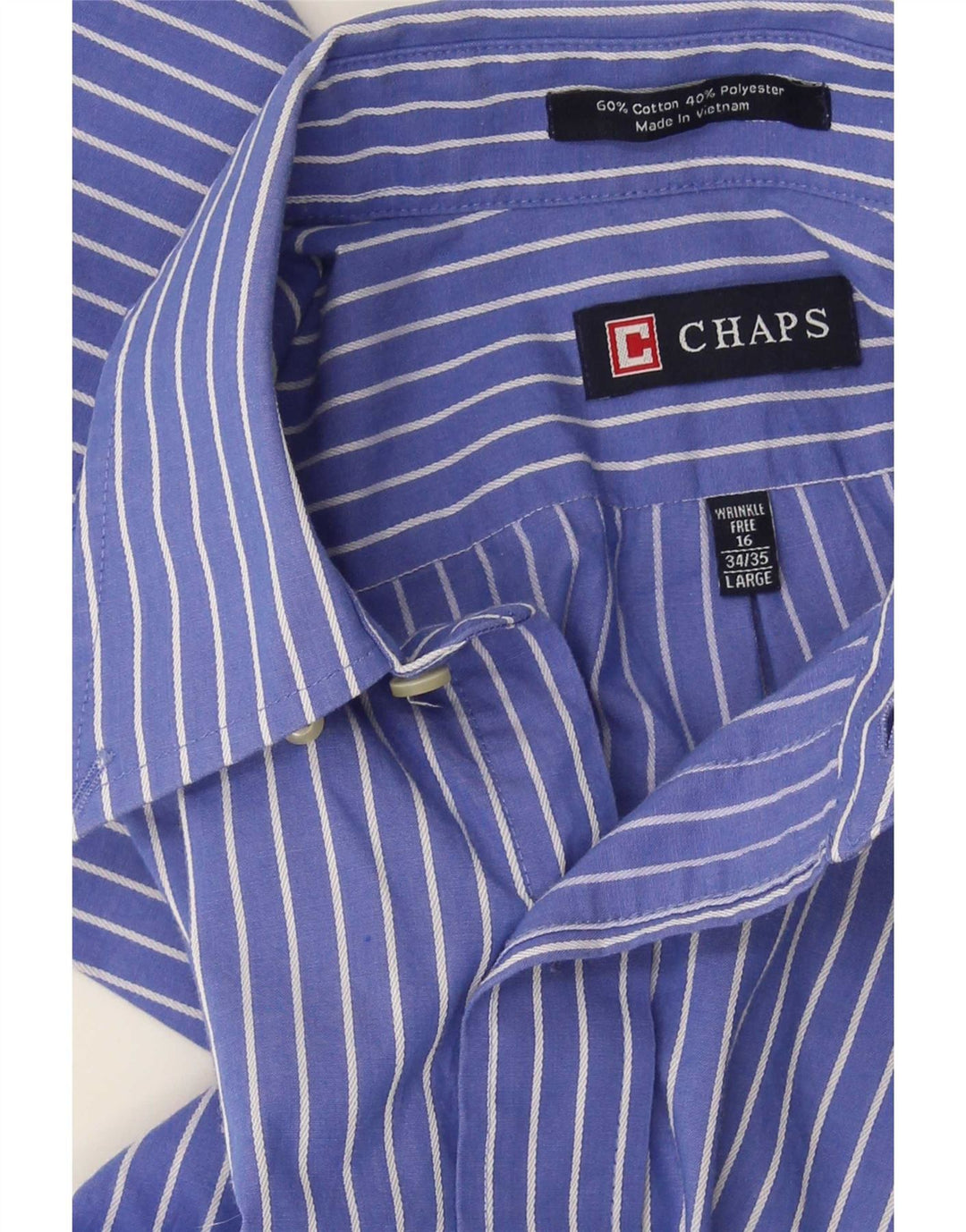 Camicia da uomo Chaps taglia 16 grande cotone gessato blu