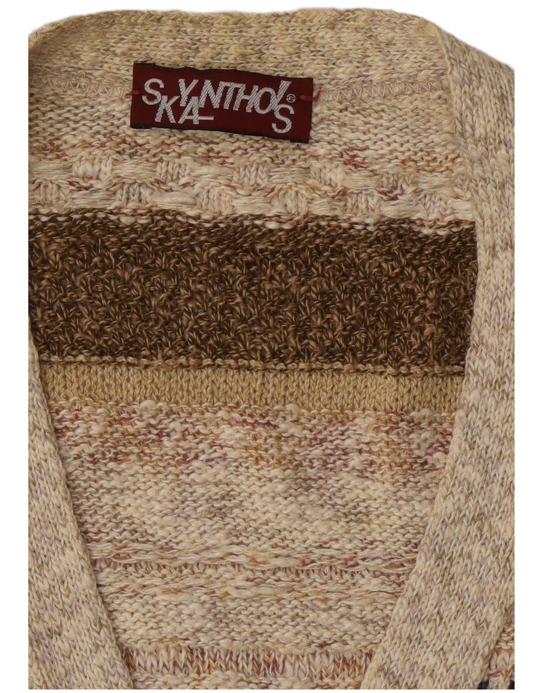 Maglione cardigan da uomo VINTAGE a righe beige grandi