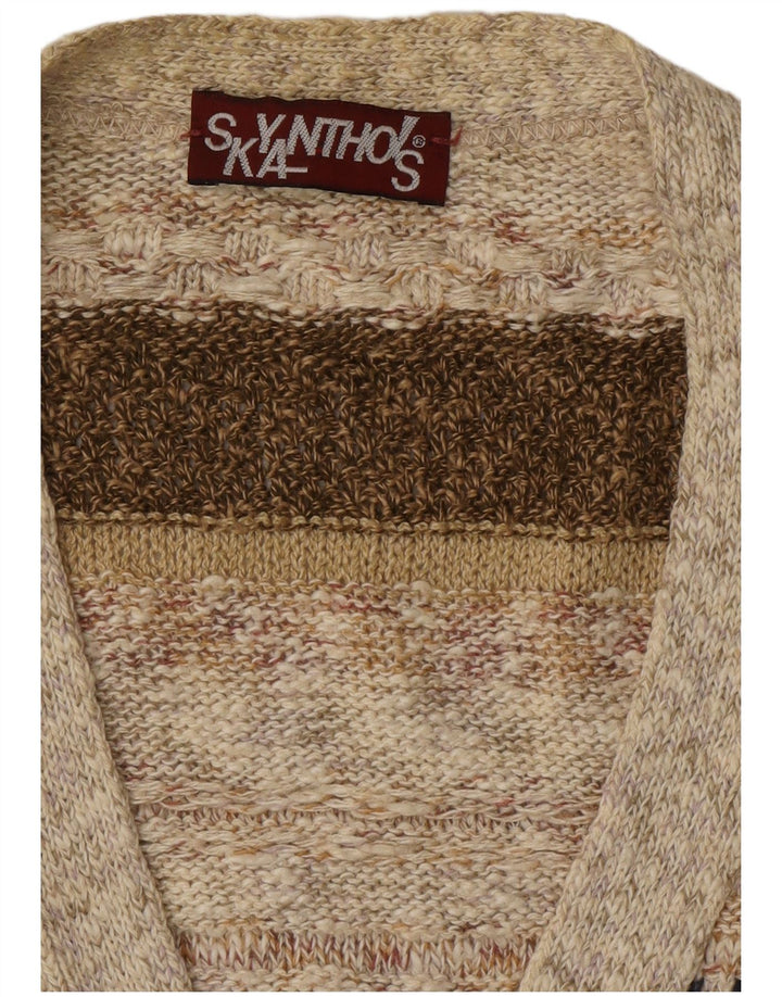 Maglione cardigan da uomo VINTAGE a righe beige grandi