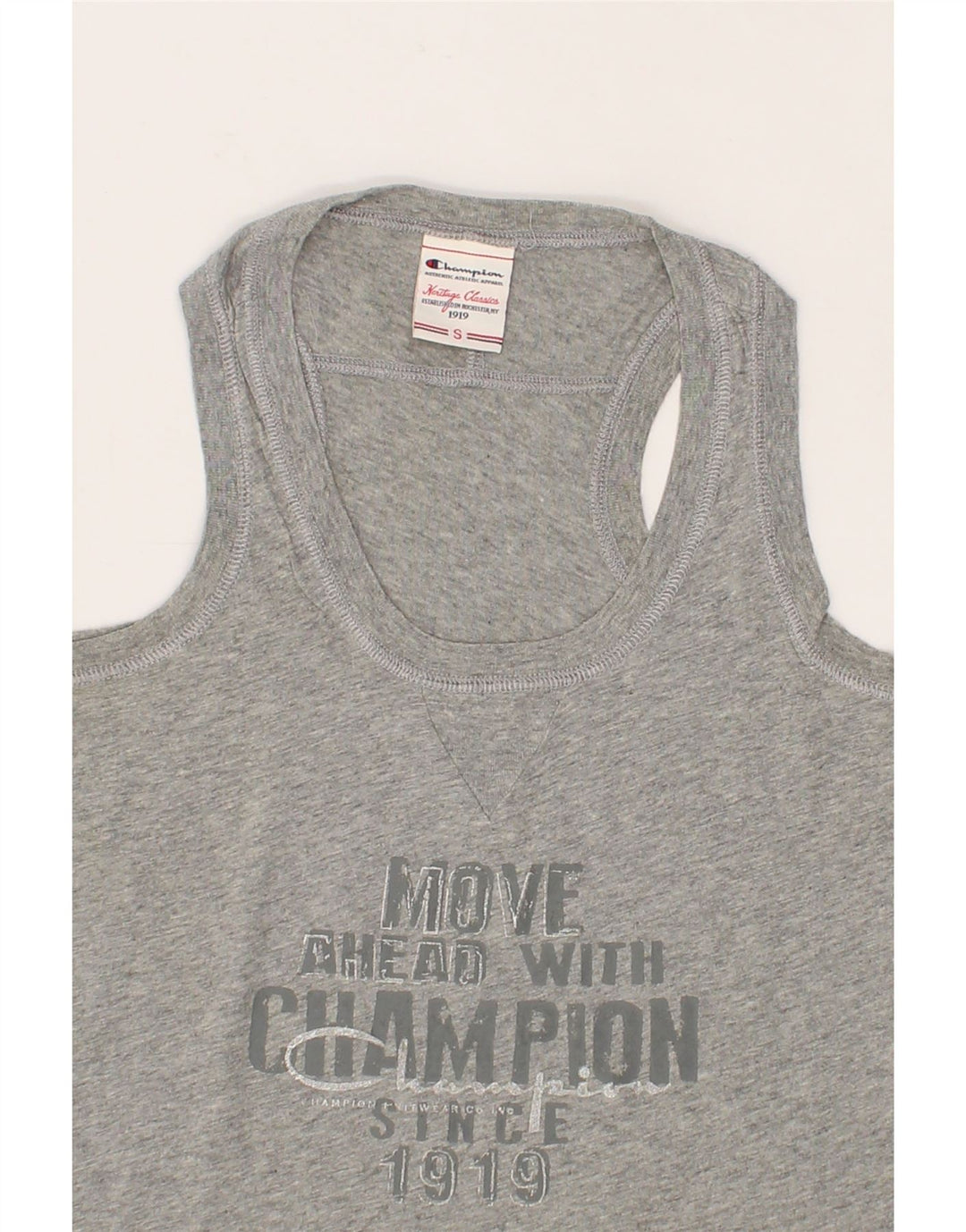 CHAMPION Womens Heritage Classics Graphic Vest Top UK 8 Small Grey Vintage Champion and Second-Hand Champion from Messina Hembry 