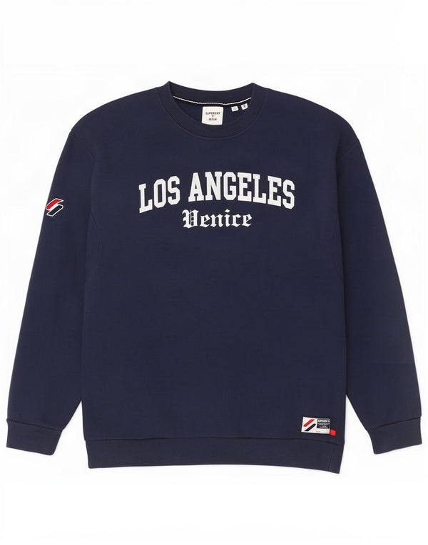 Felpa grafica da uomo Superdry Maglione piccolo in cotone blu navy