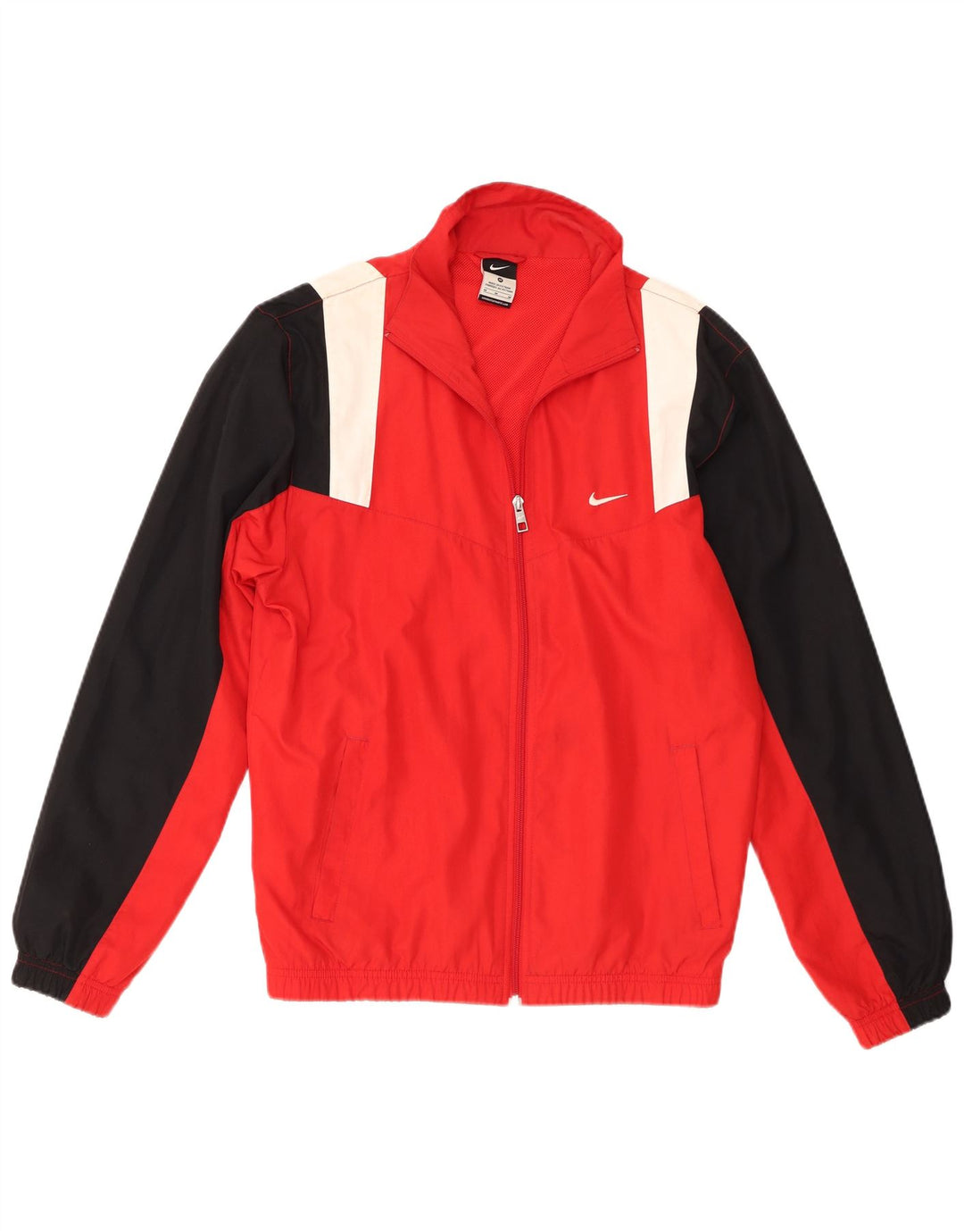 Giacca da tuta da uomo Nike, giacca in poliestere color block rosso medio
