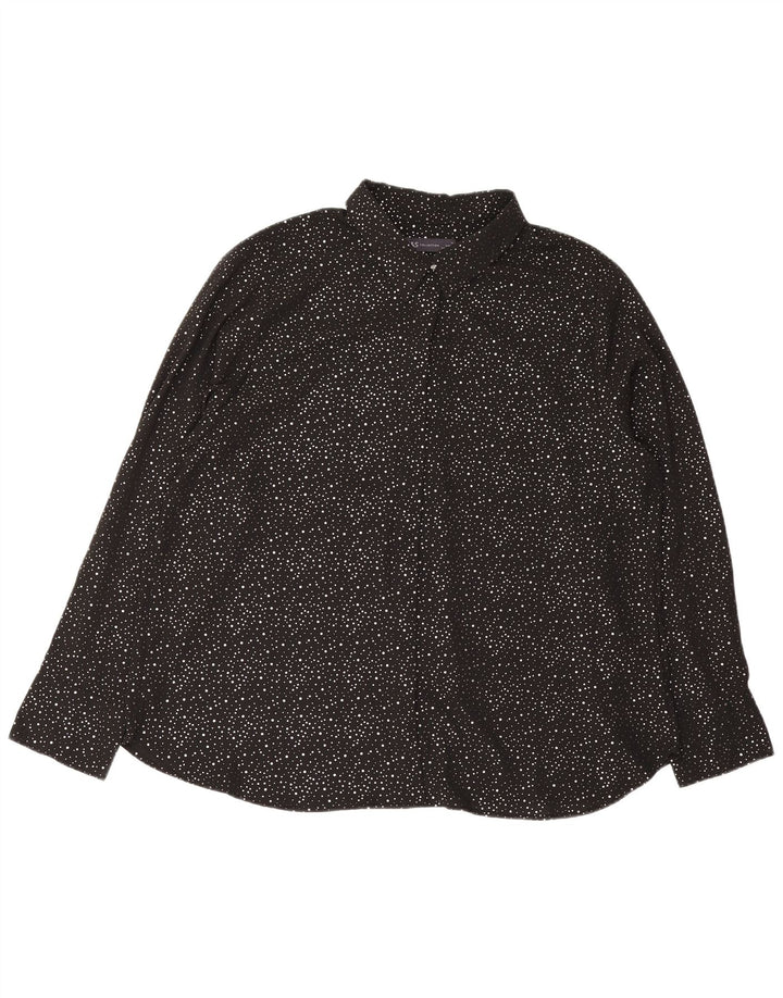 Camicetta camicia oversize da donna Marks & Spencer UK 18 XL nera maculata