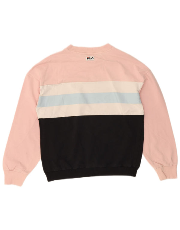 Felpa grafica da donna Fila Jumper UK 14 Cotone color block rosa medio