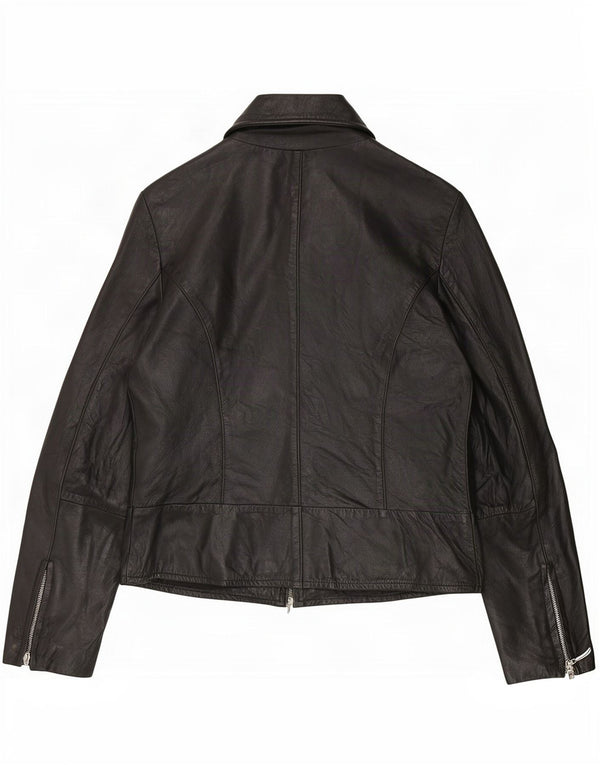 Giacca in pelle vintage da donna IT 42 media nera