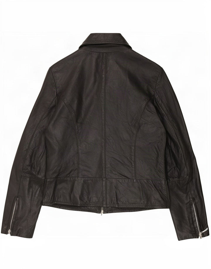 Giacca in pelle vintage da donna IT 42 media nera