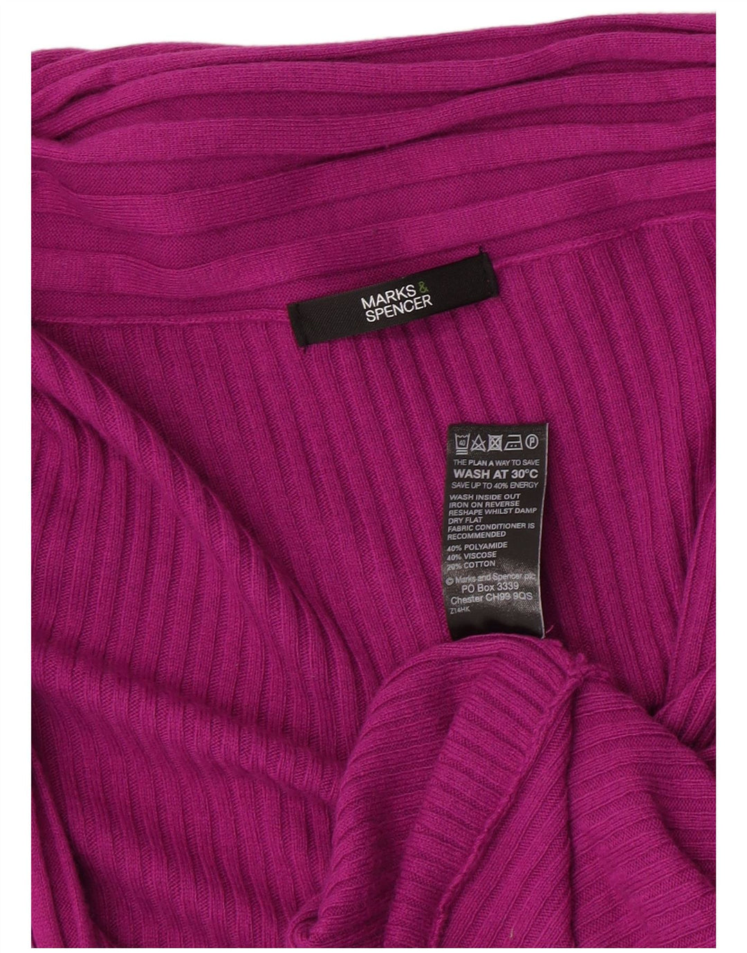 Maglione cardigan aperto asimmetrico da donna Marks & Spencer UK 16 grande rosa