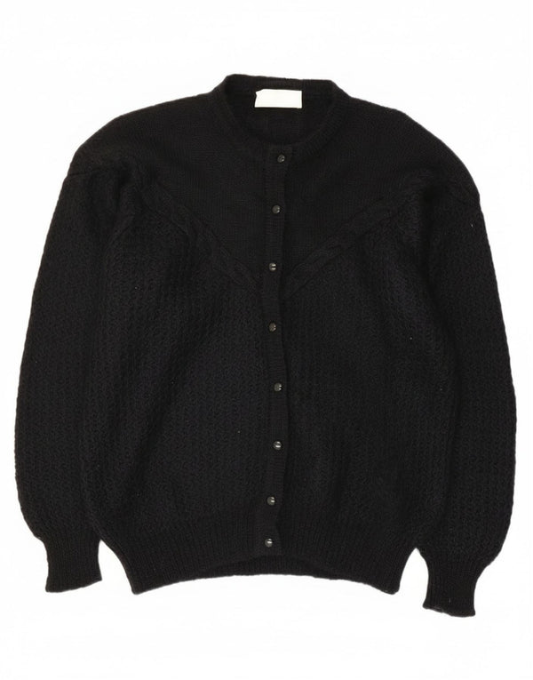 Maglione cardigan vintage da donna IT 48 XL Mohair nero