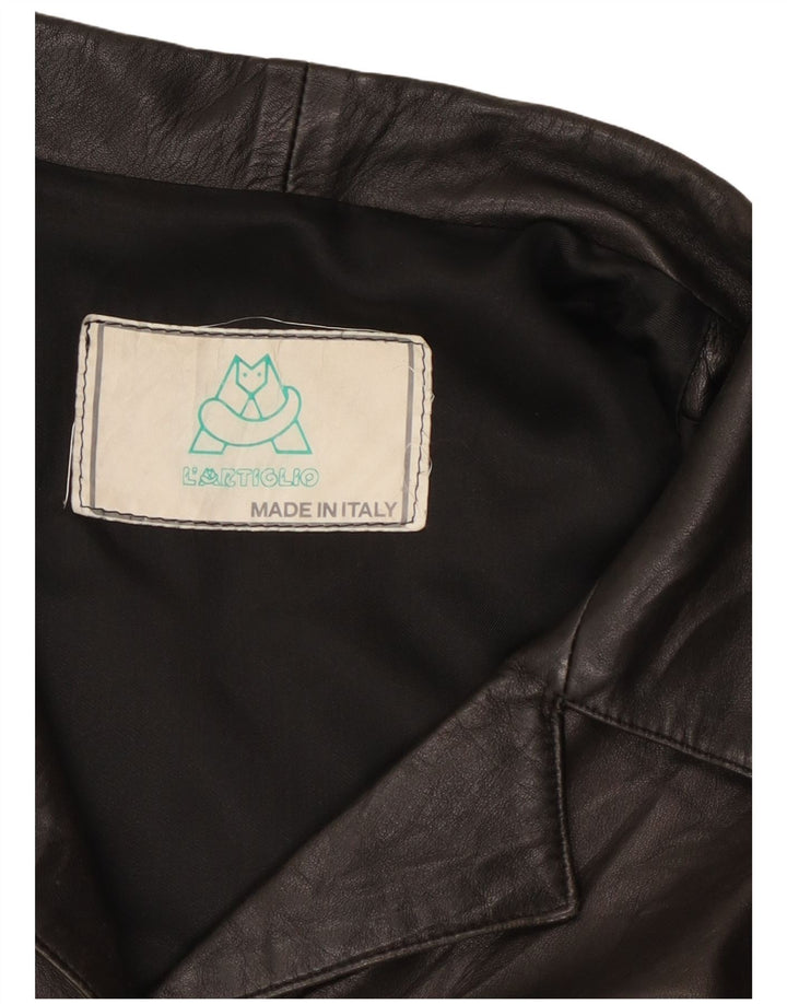 Giacca in pelle vintage da donna UK 16 grande nera