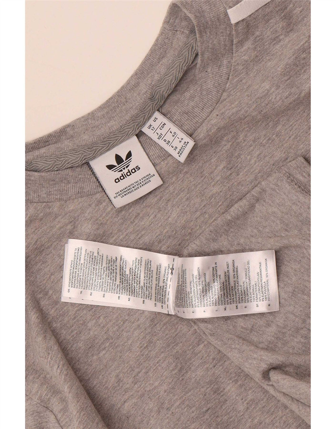 Top Adidas da donna a manica lunga UK 12 in cotone grigio medio
