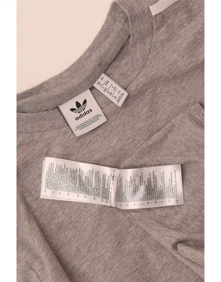 Top Adidas da donna a manica lunga UK 12 in cotone grigio medio