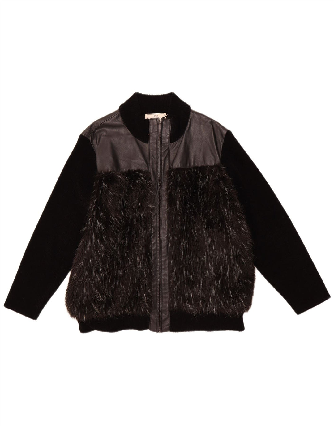 Giacca in pelle da donna VINTAGE UK 18 XL in pelle nera