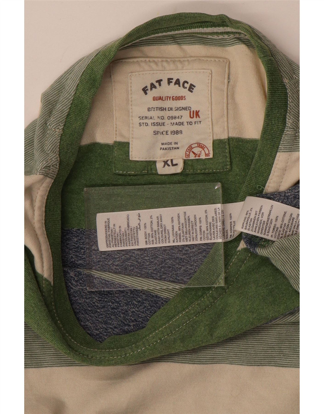 T-shirt da uomo Fat Face Top XL in cotone a righe multicolore