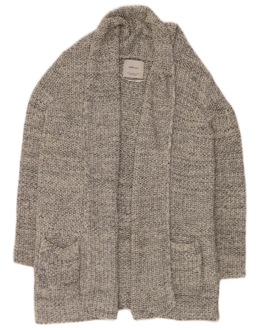 Maglione cardigan aperto da donna Zara UK 14 Grigio medio screziato