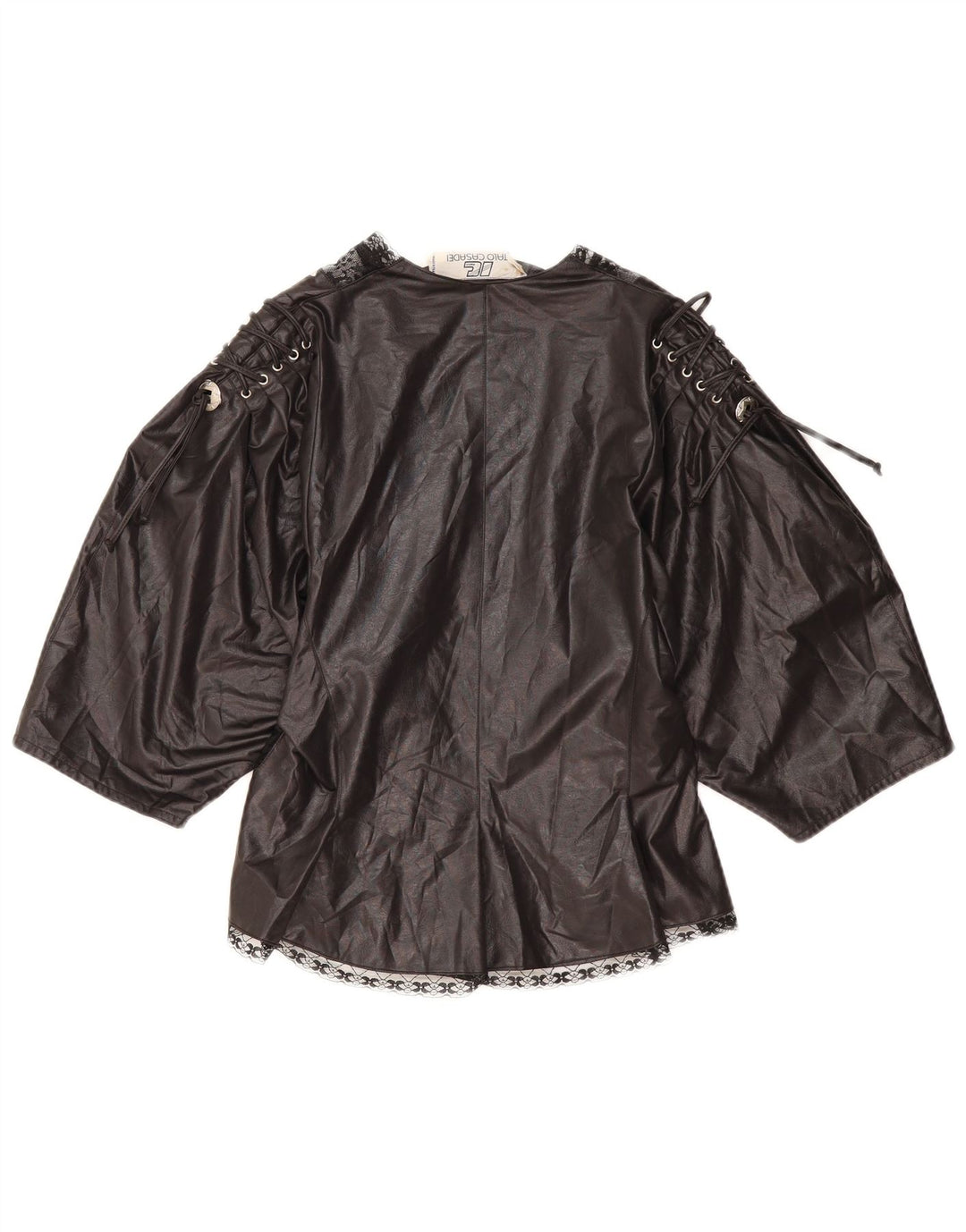 Top cardigan manica 3/4 da donna VINTAGE UK 10 piccolo nero