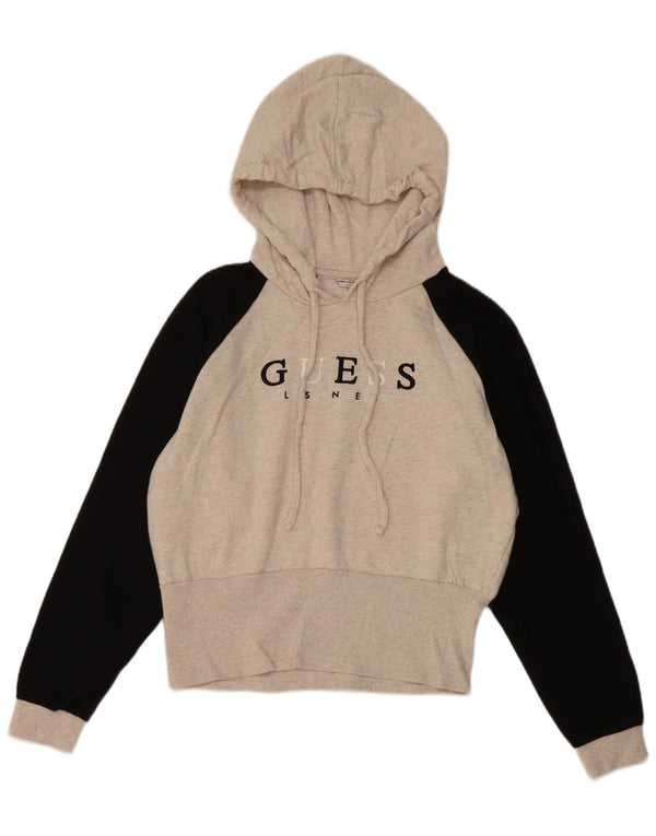 Guess Felpa con cappuccio oversize grafica da donna UK 10 Small Grigio Colourblock