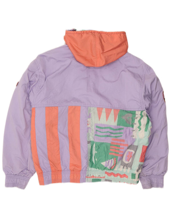 Giacca da sci vintage da donna con cappuccio UK 18 XL color block viola