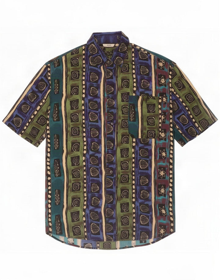 Angelo Litrico Camicia a maniche corte da uomo grande multicolore geometrica