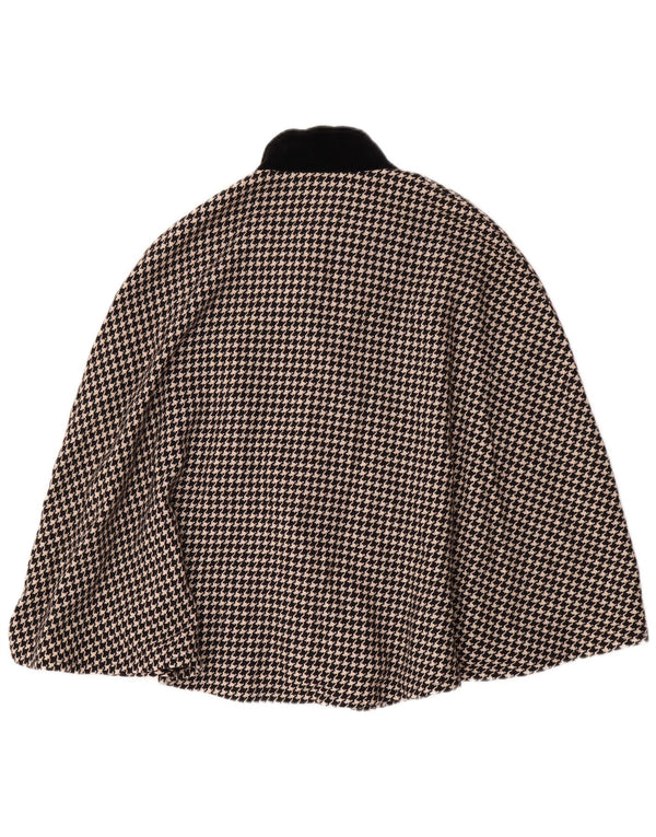 Cappotto Poncho Donna Regina Schrecker IT 42 Lana Pied De Poule Medio Nero