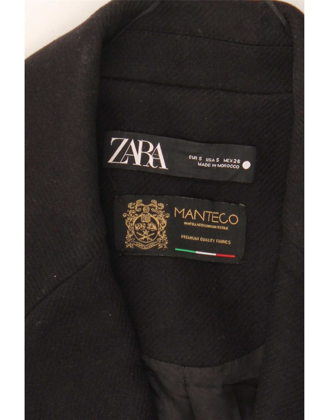 Cappotto doppiopetto oversize da donna Zara UK 10 piccolo nero