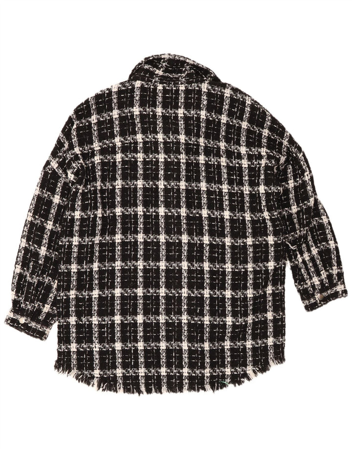 Camicia oversize da donna Zara Oversize UK 14 Acrilico a quadri nero medio