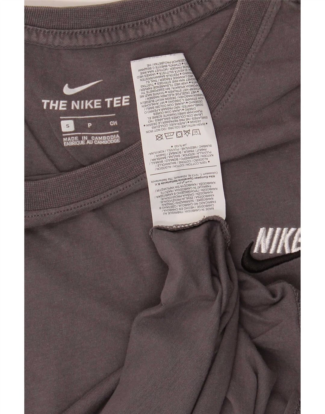 T-shirt Nike da uomo Top Small in cotone grigio
