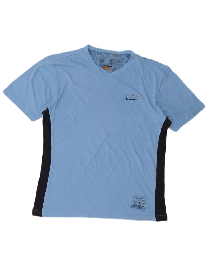T-shirt da uomo Champion Top in cotone color block blu medio