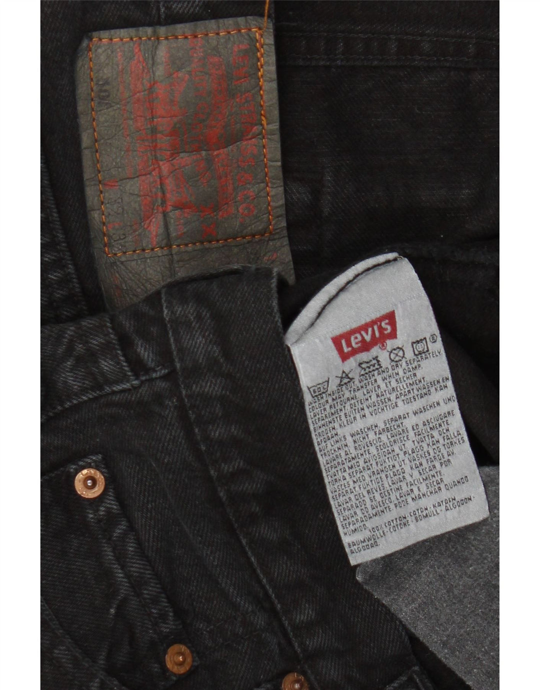 LEVI'S Jeans dritti da uomo 501 W32 L32 cotone nero