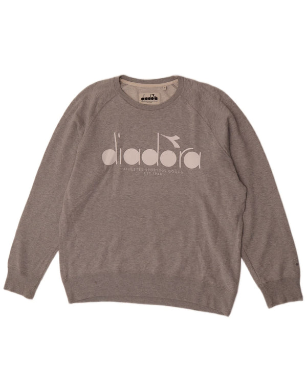 Felpa grafica da uomo Diadora Jumper XL in cotone chiazzato grigio