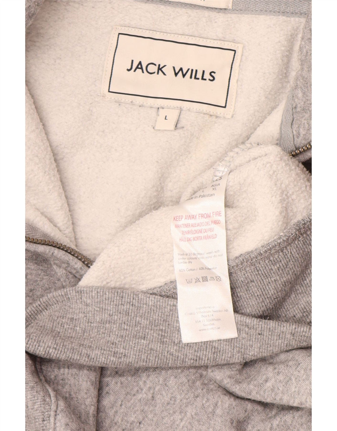 JACK WILLS Felpa da uomo con collo con zip, maglione grande, cotone chiazzato grigio
