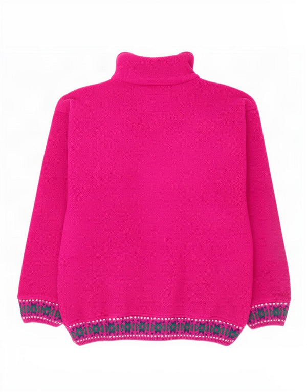 Silvy maglione da donna in pile con collo con zip grafica UK 14 grande poliestere rosa
