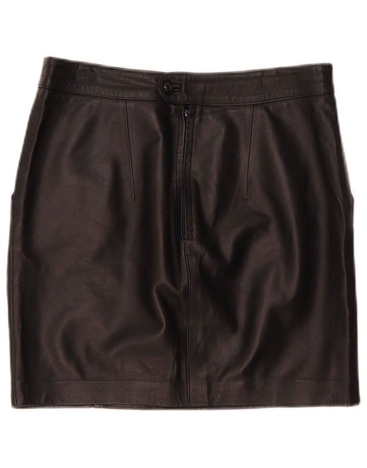 Mini gonna in pelle vintage da donna W30 media nera