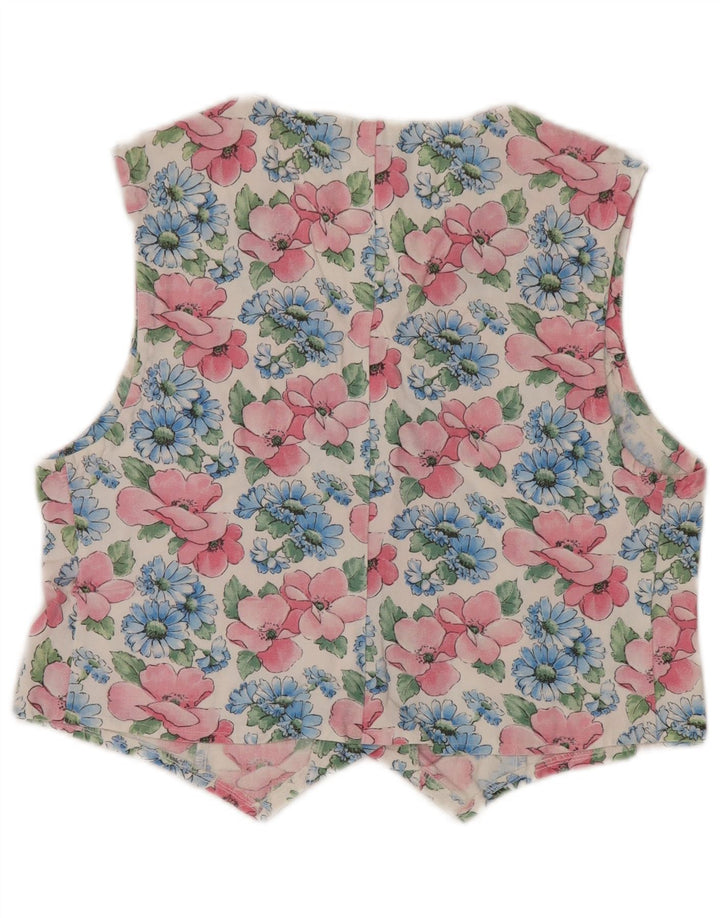 Gilet da donna vintage UK 14 medio floreale multicolore