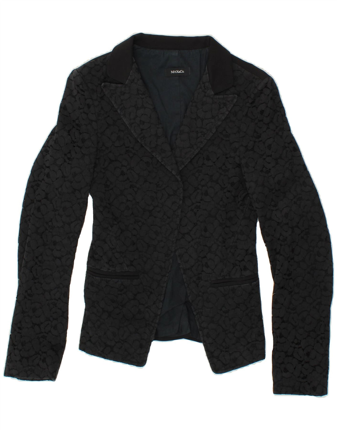 MAX & CO. Womens Abstract Pattern Blazer Jacket UK 12 Medium Black Vintage Max & Co. and Second-Hand Max & Co. from Messina Hembry 