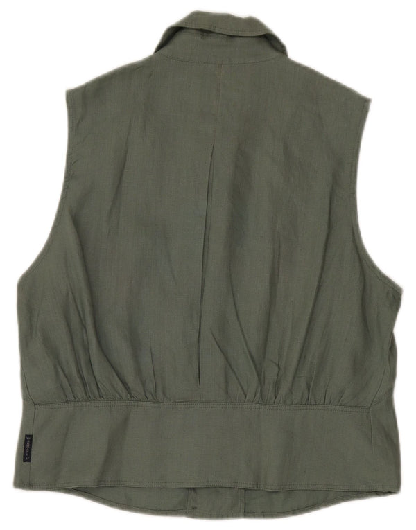 Armani Jeans Camicetta Camicia Doppio Petto Senza Maniche da Donna IT 48 XL Cachi