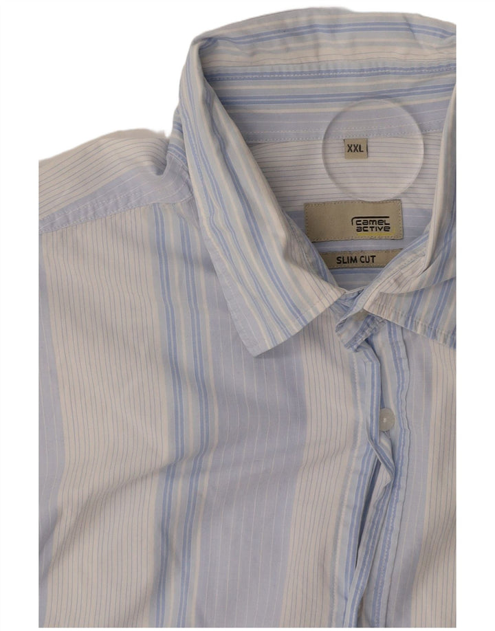 CAMEL ACTIVE Camicia slim a maniche corte da uomo 2XL a righe blu
