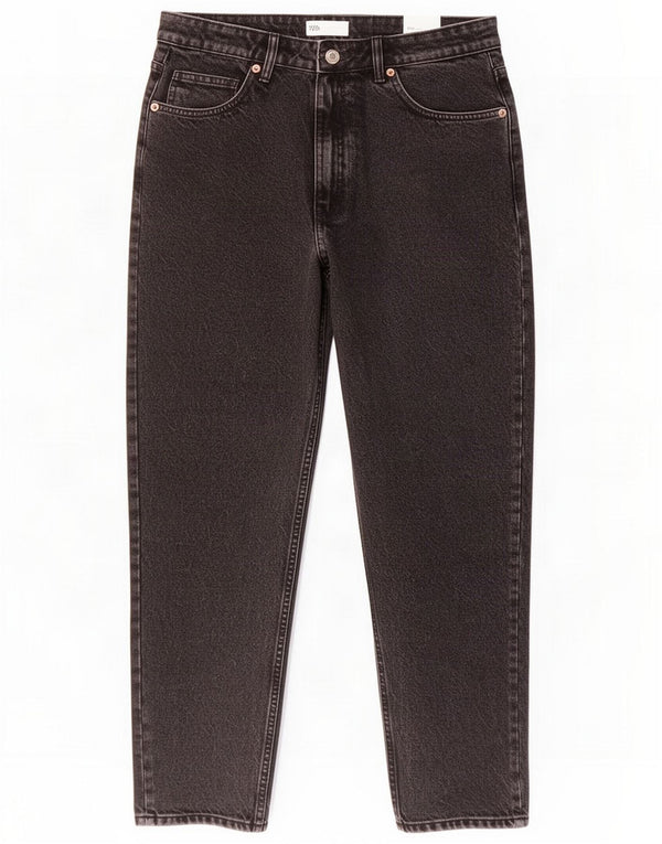 Zara Jeans affusolati Mom a vita alta da donna EU 44 XL W30 L27 Cotone nero