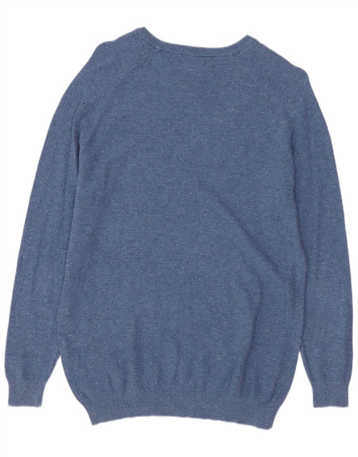 Maglione ZARA da uomo con scollo a barca in poliestere chiazzato blu medio