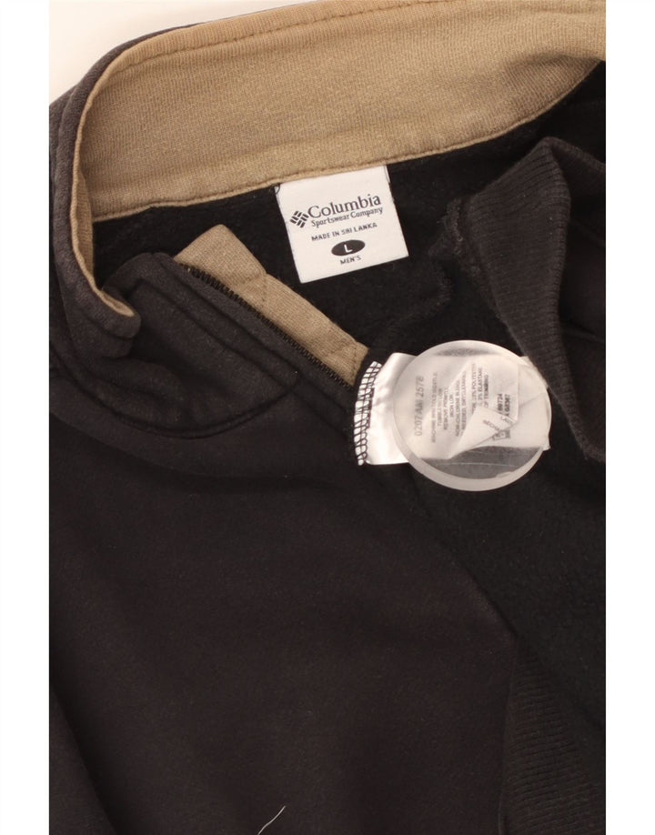 COLUMBIA Felpa da uomo con collo con zip, maglione grande, cotone nero