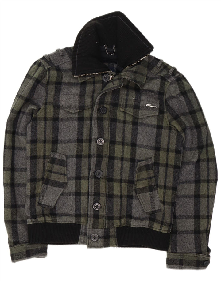 Giubbotto bomber vintage da uomo UK 40 in lana a quadri grigi grandi