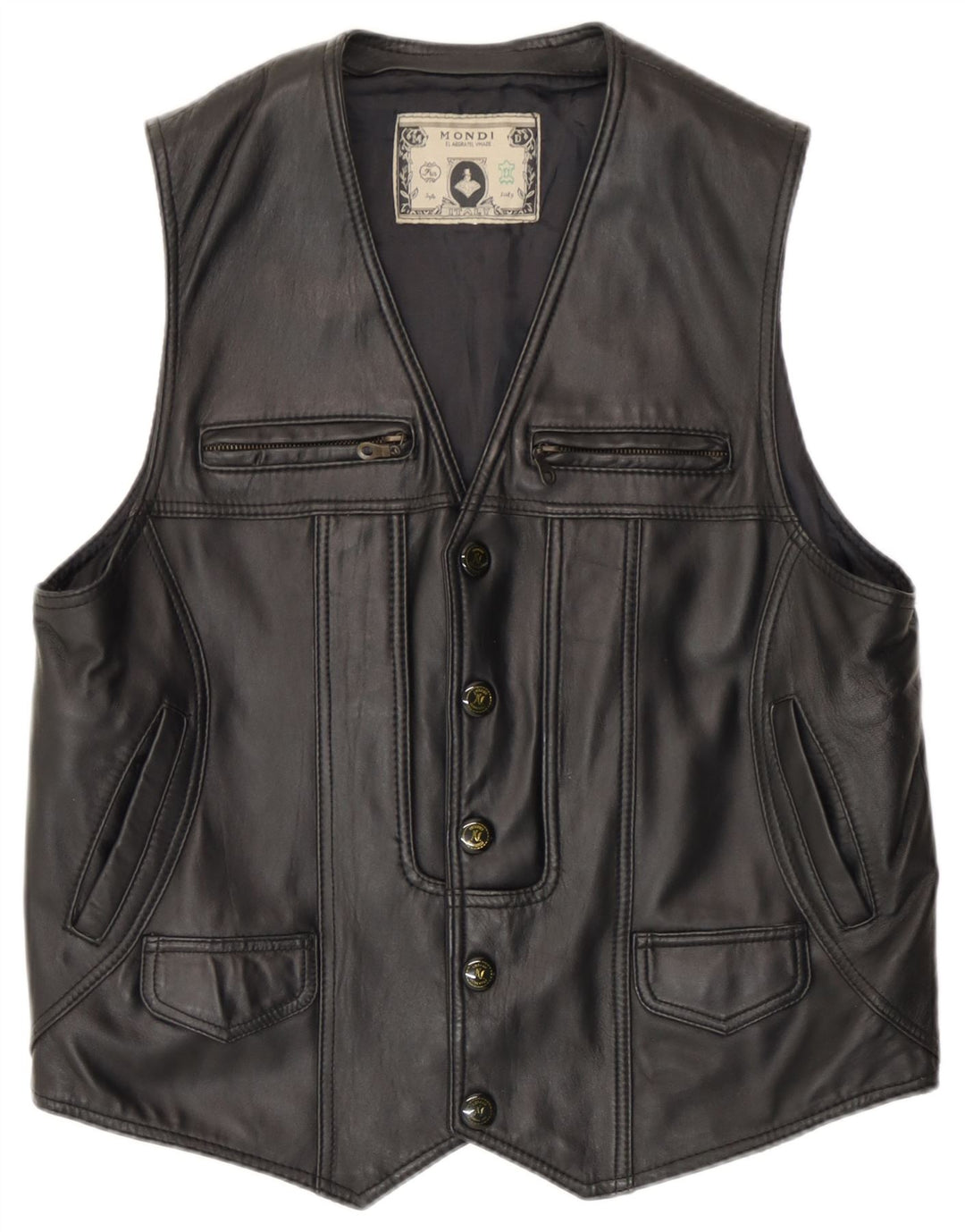 Gilet in pelle da uomo Mondi UK 36 piccolo nero