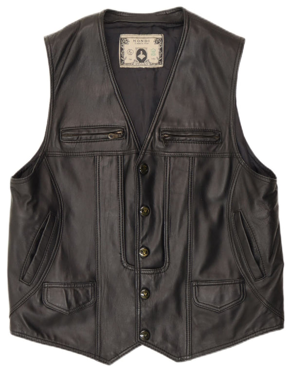 Gilet in pelle da uomo Mondi UK 36 piccolo nero
