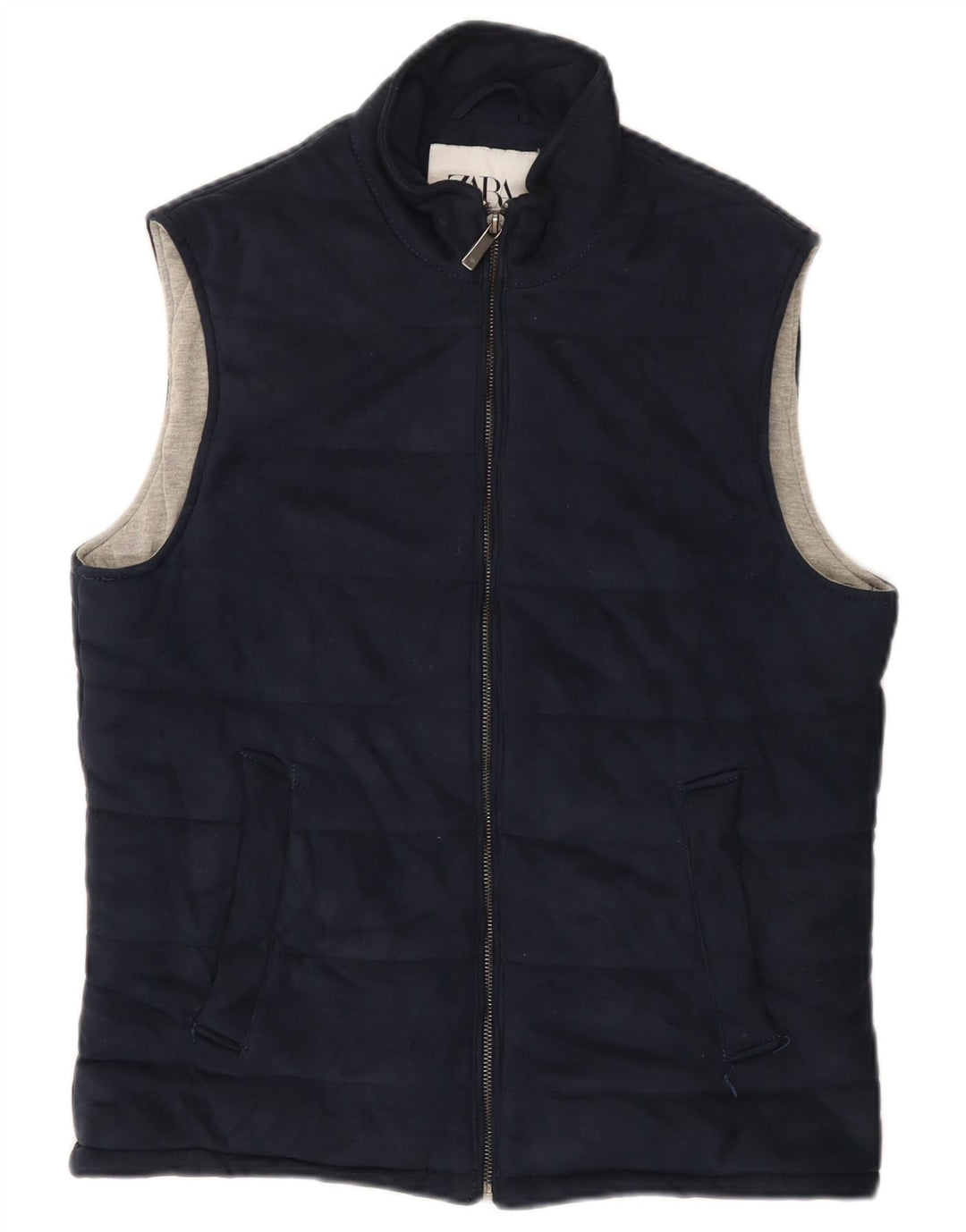 Gilet imbottito da uomo ZARA UK 38 medio blu navy poliestere