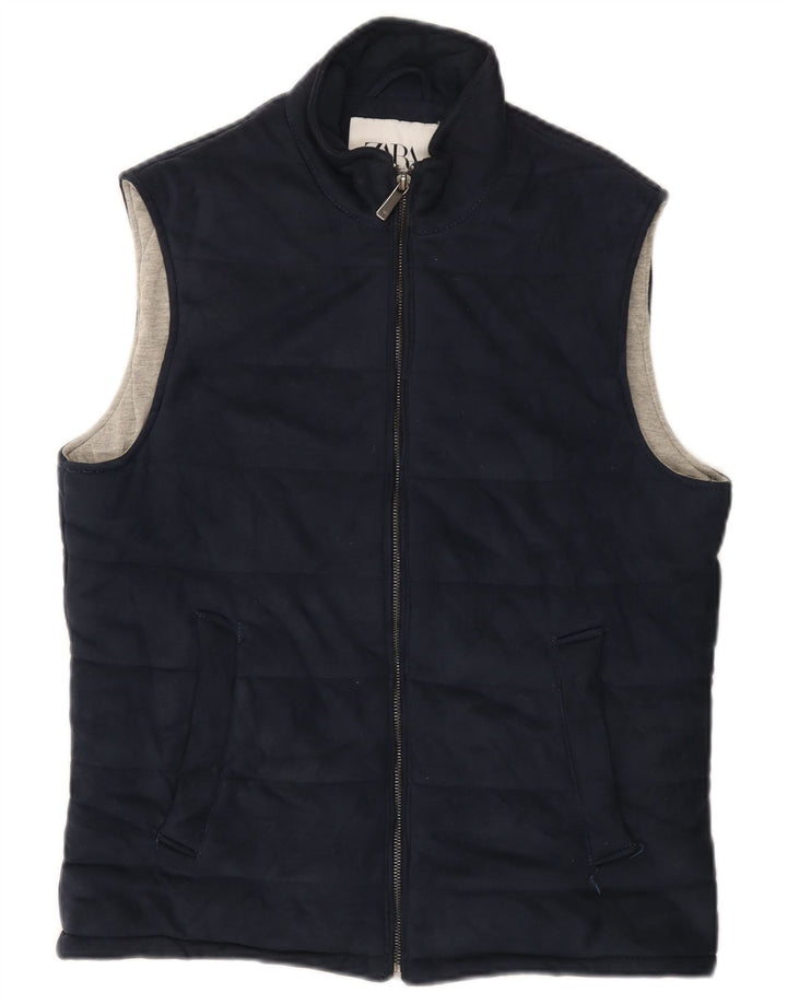 Gilet imbottito da uomo ZARA UK 38 medio blu navy poliestere
