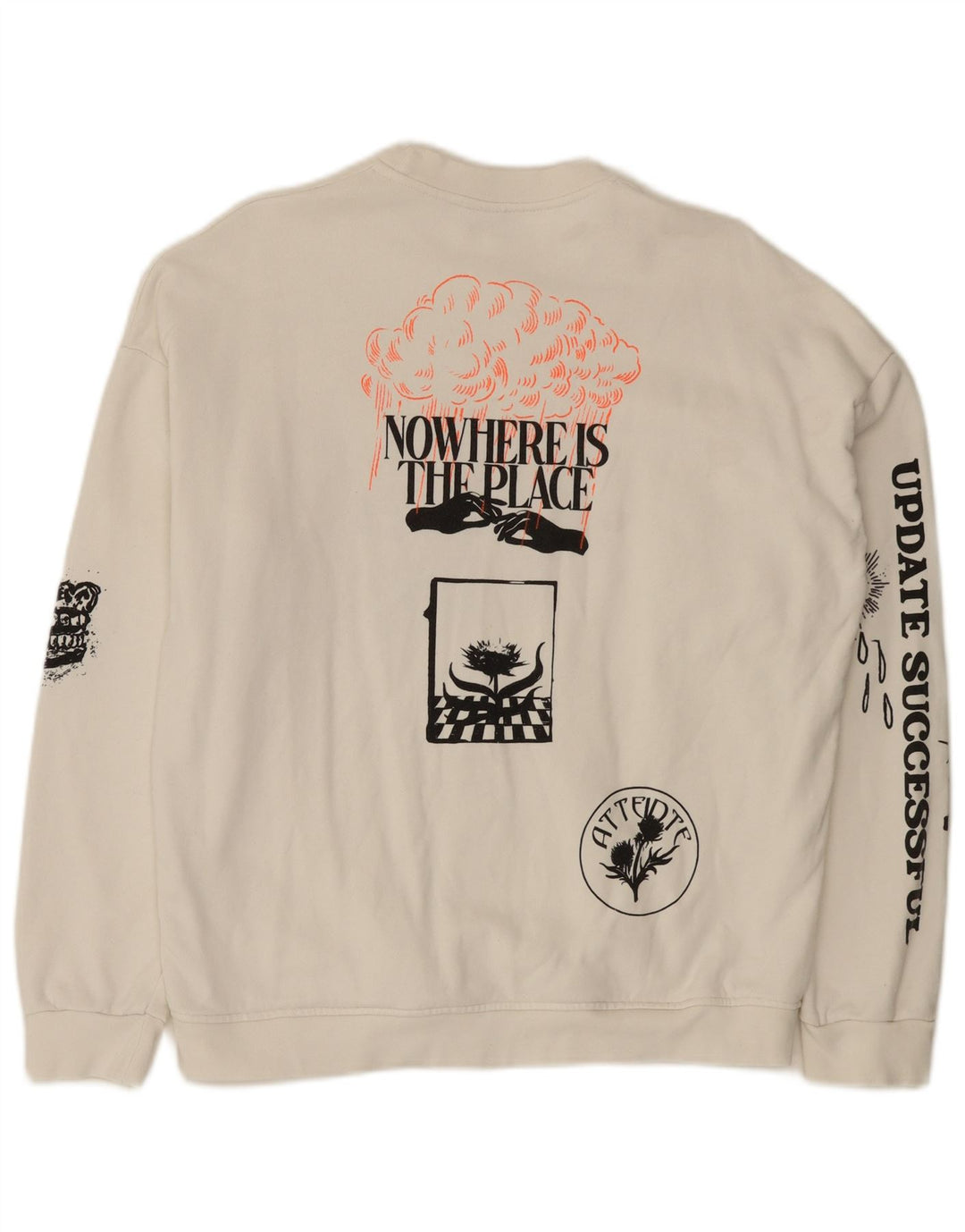 Felpa grafica da uomo Zara piccola in cotone bianco