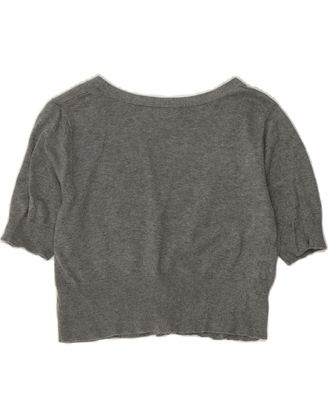 MOSSIMO Womens Short Sleeve Cardigan Sweater UK 14 Large Grey Cotton Vintage Mossimo and Second-Hand Mossimo from Messina Hembry 