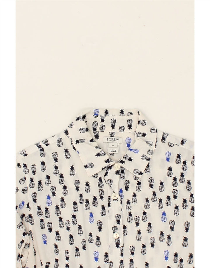 J. CREW Womens Abstract Pattern Shirt UK 6 XS White Cotton Vintage J. Crew and Second-Hand J. Crew from Messina Hembry 