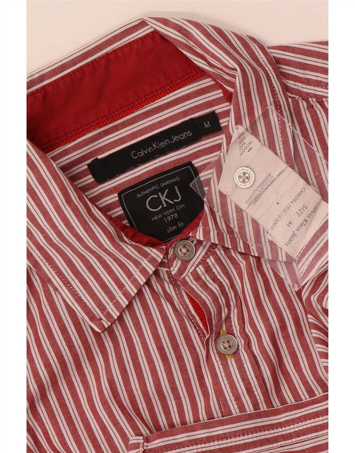 Camicia slim fit da uomo Calvin Klein Jeans in cotone a righe rosse medie